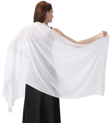 Ladiery Schal und Wraps für Abendkleider, Weicher Schiere Chiffon Funkelnden Strass Hochzeitschal formelle Schal Wraps für Frauen