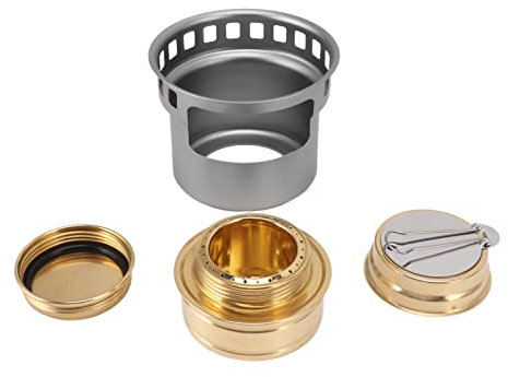 Alkoholherd, Alkoholbrenner mit Verlängertem Griff Tragbarer Trangia Alkoholofen Zum Camping -Picknick (GOLD) (GRAY)