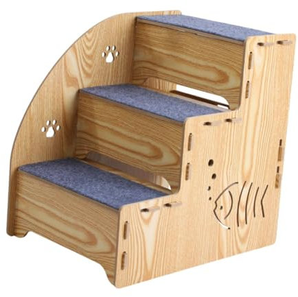 Fzaqwen Escalera para Perros de Madera Rampa para Mascotas 3 Suministros de Escalera de Cachorro Portátil No Slip Casa para Perros Mayores Sofá Sofá de