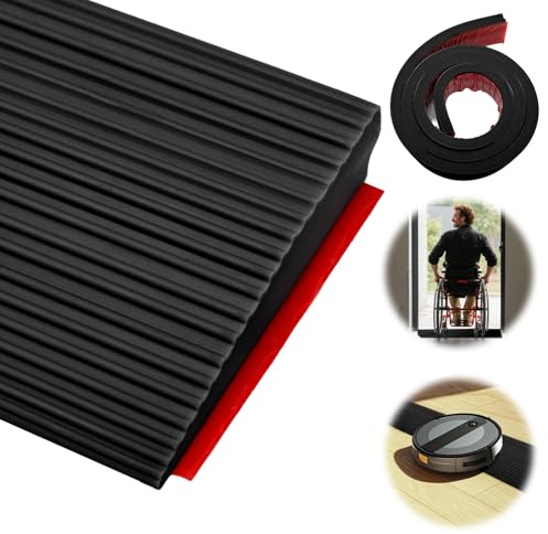 200 x 8 x 2 cm tröskelramp, dörrtröskelramper, PVC rullstolsramp, halkfri yta, gummiramp, uppkörningsramp för rullstol, barnvagn, rullator eller skoter (svart, 1)