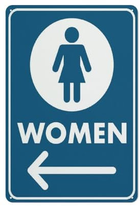 Cartelli in metallo con scritta Donne Toilette Blu Freccia Sinistra, divertenti cartelli vintage in latta, 8 x 12 pollici, decorazione da parete, poster in ferro per casa, fattoria, bar, caffetter