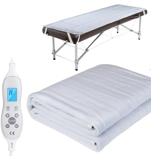 Massage Table Warmer - Professional Heating Pad SPA Massage Bed Warmer with Timer 10 Heat Settings Overheat Protection for Massage Bed Spa, Soft, 8.5Ft Cord, 30 x 72.8