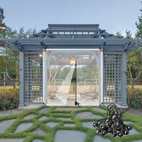 MINGX - Telone in PVC trasparente con cerniera, pannelli laterali per gazebo, resistente agli strappi, per giardino, colore: trasparente