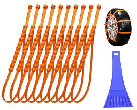 Chaîne à Neige pour Voiture 10pc Tire Chaînes pour Voiture de Extérieure Réglables Universelles Antidérapantes d'Urgence Adaptées Aux Voitures/Camions/SUV, Peuvent Être Utilisées Dans La Neige