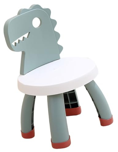 SAFIGLE Taburete para Niños Respaldo de Dinosaurio Verde, Antideslizante, Material PP y PVC, Silla Preescolar Ergonómica para Aula y Estudio, Banco Infantil Seguro y Estable