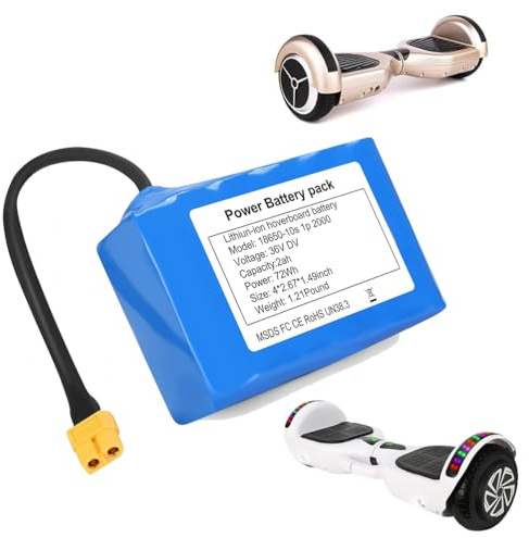 JHKJ 36V 2Ah Hoverboard Lithium-Ionen-Akku, 36 Volt Twist Autobatterie für 72W Scooter Lithium-Batterien Motorumbausätze