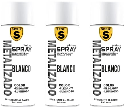 SPSIL Pintura Spray para Metal, Secado Rápido Blanco(pack of 3) 200ml, Pintura Profesional Interior Exterior, Aplicación Fácil en Madera Plástico,DIY Decoración Muebles Automóviles