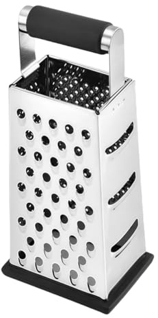 Homeponnew Râpe à 4 faces en acier inoxydable avec poignée pour cuisine, râpe à fromage et raboteuse 3 trous