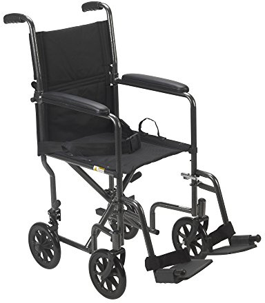 Drive Medical TR39E-SV Lightweight Folding Transport Wheelchair with Swing-Away Footrest, Silver
