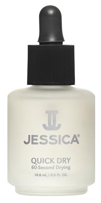 JESSICA Quick Dry Nail Polish Drops, 60 Second Drying Time, Clear Top Coat, Protects From Scratching, Smudging, and Wrinkling, 14.8ml