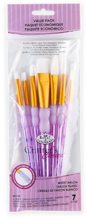 Royal & Langnickel RCC 408 - Crafters Choice, White Taklon 7-teiliges Flachpinsel Set gemischt
