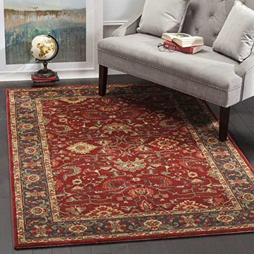 SAFAVIEH Mahal Collection Area Rug - 10' x 14', Red & Navy, Traditional Oriental Design, Non-Shedding & Easy Care, Ideal for High Traffic Areas in Living Room, Bedroom (MAH693F)