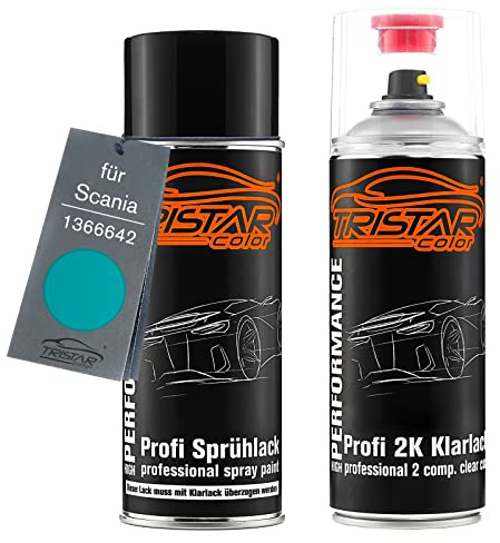 TRISTARcolor Autolack Set Spraydose für Scania 1366642 Blue + 2K-Klarlack | Set aus Basislack + 2K Klarlack, Sprühdosen 400ml