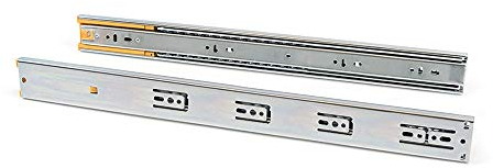 Emuca 3049805 Paire de coulisses/glissières à billes sortie totale et fermeture amortie 45 mm x 500 mm pour tiroir, Zingué, L 500 mm