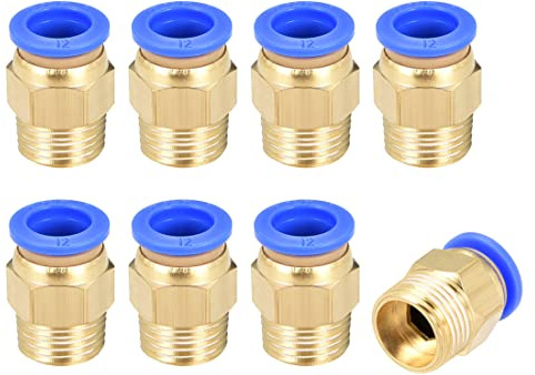 sourcing map 8 Piezas Conector Manguera Tubo de 12mm Diámetro Exterior | G3/8 Macho, Racor Neumatico Recto, Adaptador Manguera Tubo, Enchufe Rapido Neumatico