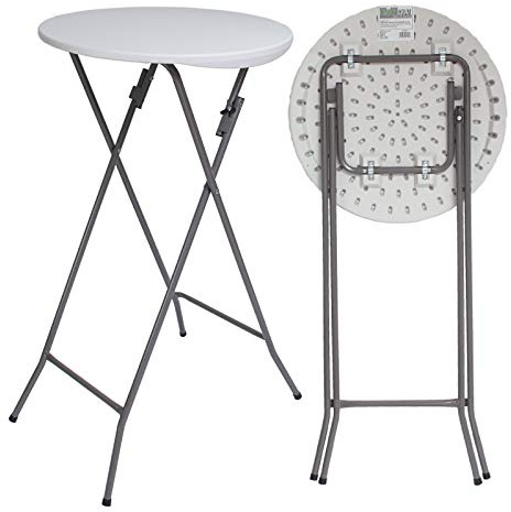 TRUTZHOLM Stehtisch Klappbar Rund Wetterfest Höhe ca.110 cm Ø 60cm Weiß Partytisch Bistrotisch Stehtisch Klapptisch Biertisch Outdoor
