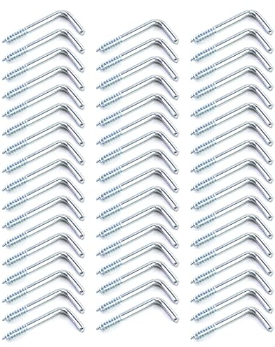 QWORK® - 50 pezzi 34mm x 15mm a forma di L Gancio a vite,viti ad angolo retto in acciaio al carbonio