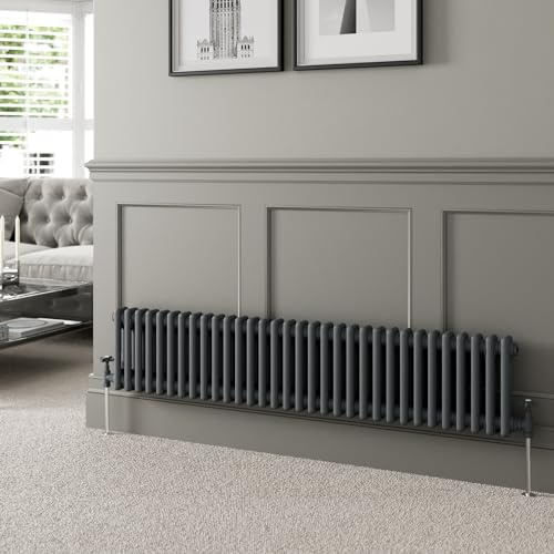 DuraTherm® 300 x 1460mm Anthracite Grey Traditional Horizontal Designer Radiator Double Column Colosseum Cast Iron Style Central Heating Panel Radiators Rad