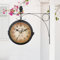 Syfunlv Reloj de estación retro de doble cara, jardín tren estación de tren reloj de pared, número de reloj de pared de hierro, para interior y exterior, casa, terraza, jardín, cocina, patio, sala de