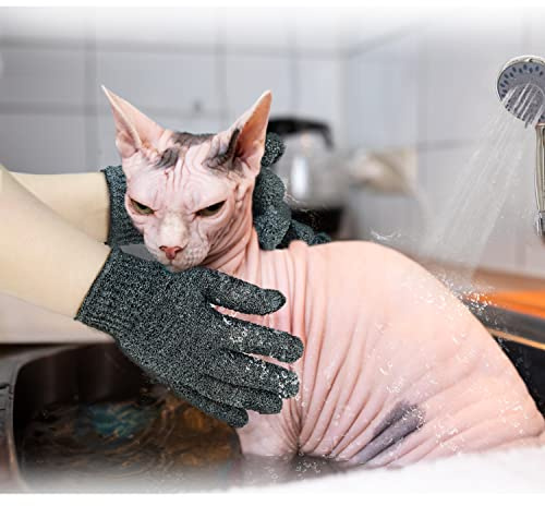 vomvomp Sphynx Katzenbadhandschuhe, haarlose Katzen, Peeling-Handschuh für Sphynx, Dusche, Körperpeeling, 6 Stück