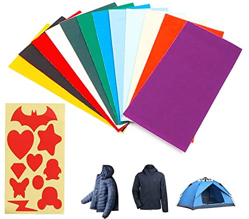 12 Stück Nylon Reparatur Patches, Flicken für Daunenjacke Selbstklebend Waschbares Reparatur Patch Repair Aufkleber Flicken Set für Daunenjacke Kleidung Zelt Kleidung Schlafsack 20x10 cm