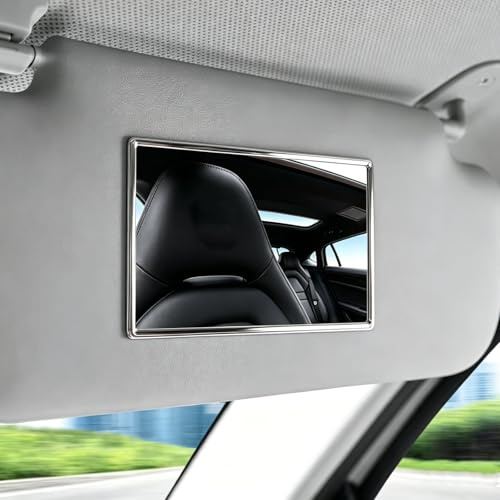 Auto Sonnenblende Kosmetikspiegel Edelstahl Auto Make-up Spiegel Unzerbrechlicher Rückspiegel Sonnenschutz Kosmetikspiegel