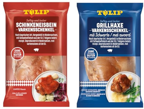 TULIP 600 g Grill-Haxe + 600 g Eisbein | Tafelfertig Gegart Vakuumverpackt | einfach im Backofen zubereitet in ca. 30-40 Minuten | Schinkeneisbein und Schweinshaxe ohne Kühlung