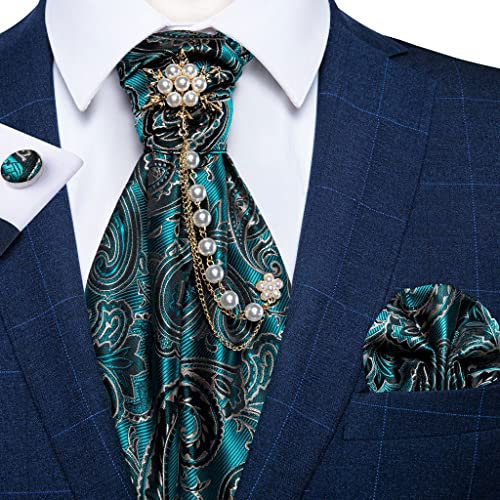 BONOOL Herren-Krawatten-Brosche-Set aus Seide, Klassische Vintage-Krawatte für Hochzeit, formelles Kleid, Anzug, Weste, Zubehör