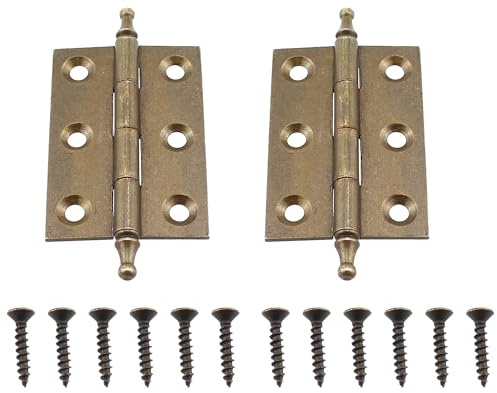 RLECS Scharnier aus antikem Messing 5,1 cm Kronenkopf antikes Messing Schranktür bündig verdecktes Scharnier Länge 50 mm geeignet für Schranktüren Holzkisten und Holztüren 2 Stück 32141-ABHC-L50-B2