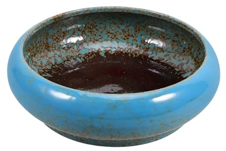 Kisangel Ceramic Bonsai Pots Round Succulent Planters Shallow Lotus Bowl Water Feature Bowl Hydroponic Plant Succulent Pots for Home Office Table Decoration