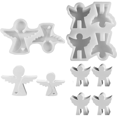 6 Stück Ostern Silikonformen Gießformen Engel, Silikonform Engel,Silikon GießForm Engel,Gipsformen zum GießEn,Kerzengel Transparent zum GießEn für Kerzen, Seife, Gips, Handwerk (Zwei Stile)