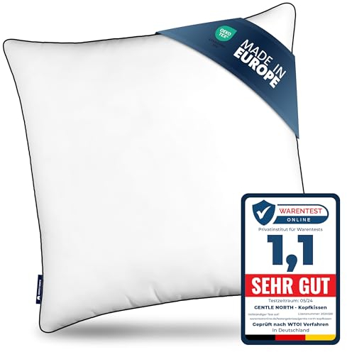 Gentle North Hochwertige Kopfkissen 80x80 cm groß in Hotelqualität - Flauschiges, gut gefülltes Schlafkissen für Allergiker geeignet (Ökotex 100 Zertifiziert) - 60° Waschbar