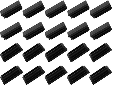 METALLIXITY Rectangle End Caps (40 x 15mm) 21Pcs, Plastic Rectangle Tube Inserts Threaded End Blanking Caps Protector - for Furniture Table Chair Legs, Black
