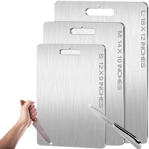 Titanium Cutting Boards - 100% Pure Titanium Cutting Boards for Kitchen - Cutting Edge Hygiene & Durability, Dishwasher Safe Ideal, Perfect for Various Cooking Tasks (14 x 10 in)