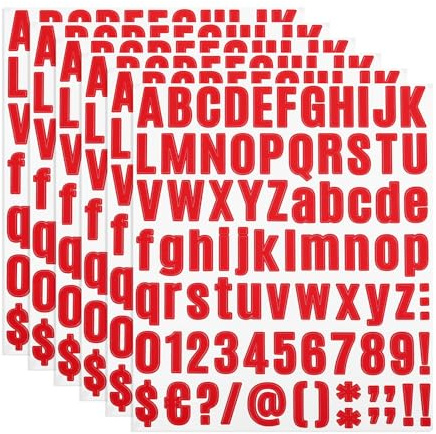 PATIKIL 6 Hojas Pegatinas de Letras y Números Adhesivas, Alfabeto Número en Negrita Pegatina de Vinilo Impermeable para Buzón, Señal de Dirección, Manualidades de Tarjetas, Rojo