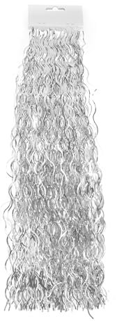 MERRYXMAS Espumillón para Adviento y Navidad como decoración y decoración para árbol de Navidad y abeto (plata)