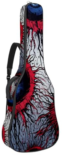 Bassgitarrentasche mit Halloween-Gruselaugen-Dekor 38, Akustikgitarrentasche 101,6 cm (40 Zoll) E-Gitarrenkoffer, wasserdichte Oxford-E-Gitarre, Gigbag für akustische Konzertgitarre, Ukulele,