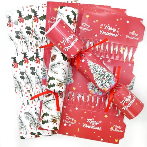 Gyoungt Knallbonbons für Weihnachten, 10 Hüte, 20 Saiten, 10 Witze, Blätter, Tannennadeln, rote Beeren, Tannenzapfen, Weihnachtsfeier, Spiel, machen Sie Ihre eigenen Weihnachtsknallbonbons, DIY