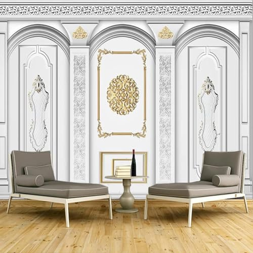 XLMING Blanco Escayola Escultura 3D Papel Pintado Decorativo Comedor Estudio Salón Dormitorio Pared Sofá TV Pared-150cm×105cm