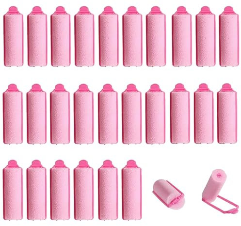 28 Pcs Foam Hair Rollers, Hair Rollers, Foam Hair Curlers, Soft Sponge Hair, Roller Foam Styling Hair, Curler Home DIY Curling Tool, DIY Hair Styling Tool Curling Iron Pink for Women Girls Kids