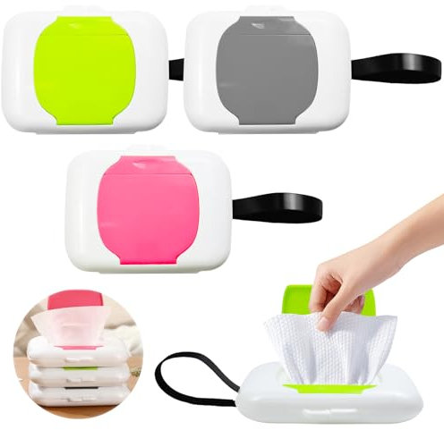 UZSUZZ Porta Salviette Umidificate 3 Pezzi Scatola di Salviettine Umidificate per Bambini,Riutilizzabile Dispenser Sacchetto Portable Baby Wipe Caso con Coperchio per Casa e Ufficio
