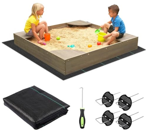 Spetsbst Tessuto non tessuto per erbacce 2 x 2 m, con chiodo di fissaggio, pellicola per erbacce per bambini, protezione antistrappo, per prevenire la crescita delle erbacce