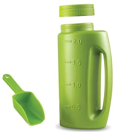 Esshogo Handstreuer mit verstellbarem Loch, Kleinstreuer 2 L Kleinstreuer Flasche mit Schaufel, Gartenwerkzeug, Saatgut tragbar