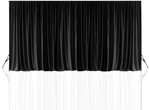 Rideau de fond en élasthanne - Tissu polyester infroissable pour photographie, mariage et décoration d'événement - Drapé extensible pour fête prénatale, fête et fond de scène - Noir 3 x 6 m