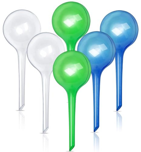 Kleine Pflanzen Gießkugeln 12 Stück - 13x5cm Pflanzen Bewässerungskugeln Topfpflanzen Selbstbewässerung PVC Bewässerung-Kugeln Wasserspender für Pflanzen, Grün+Blau+Weiß