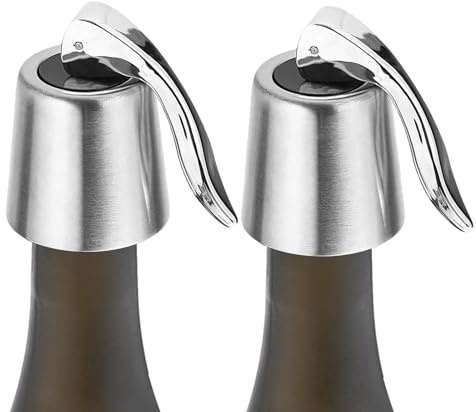 Edelstahl-Weinverschlüsse – Wiederverwendbar & Frischebewahrer,Geschenk für Weinliebhaber – 2er-Set (Silber)