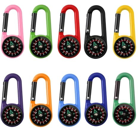 Mini Kompass Schlüsselanhänger mit Karabiner für Kinder | Nautischer Kompass, Outdoor-Nutzung, Kompakte Größe, Für Kinder, Mit Karabiner