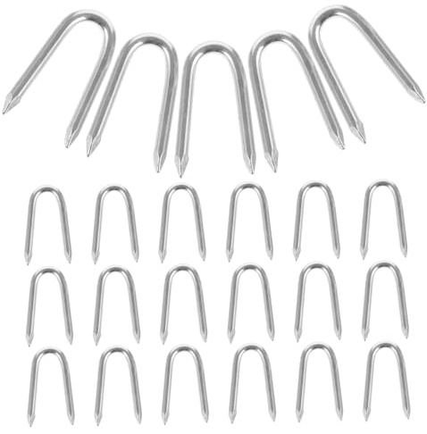 Abaodam Lot de 50 Clous en u en Fer 2,2 x 25 Mm pour Clôture Et Jardinage, Piquets Robustes Multifonctions pour Ancrage Extérieur Stable Et Fixation Solide