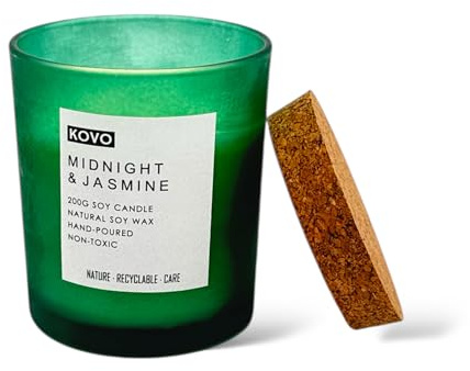 Midnight Jasmine Soy Wax Candle, Hand Poured, 200g 50+ Hour Burn Time – Floral Aromatherapy Gift for Women & Men – Ideal for Relaxation, Home Décor, Bath, Yoga