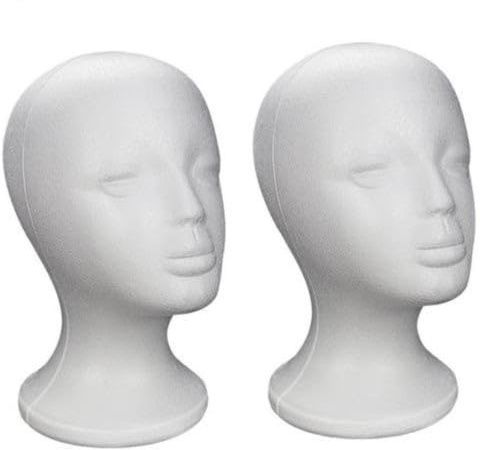 Pavsicgn 2PCS Perückenkopf, Styroporkopf Für Perücken, Kopf For Mannequin Kopfhörer, Wig Head Perückenständer Für Schals, Schmuck, Hüte